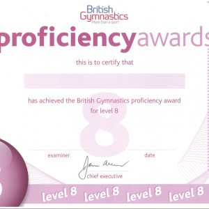 1.2 Gymnastics Certificate-ONLY   Level 8 (The first Gymnastics award)