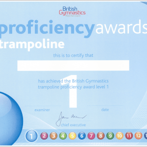 T012 Trampoline Certificate ONLY Level 1 (The first Trampolining award)