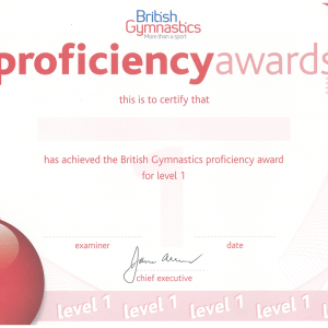 8.2 Gymnastics Certificate-ONLY   Level 1