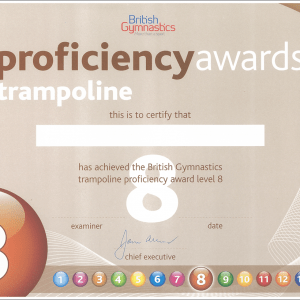 T082 Trampoline Certificate ONLY Level 8
