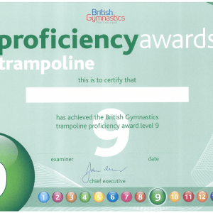 T092 Trampoline Certificate ONLY Level 9