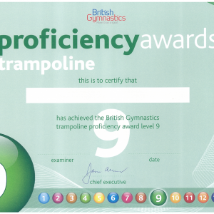 T092 Trampoline Certificate ONLY Level 9