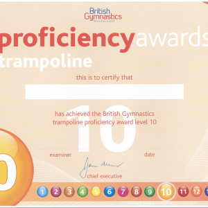T102 Trampoline Certificate ONLY Level 10